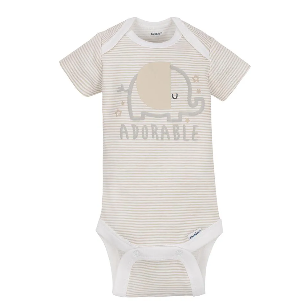 5-Pack Neutral Grey Elephant Short Sleeve Onesies Bodysuits Gerber Childrenswea