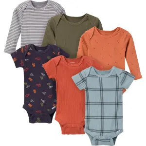 6-Pack Baby Boys Blue Plaid Bodysuits Gerber Childrenswea