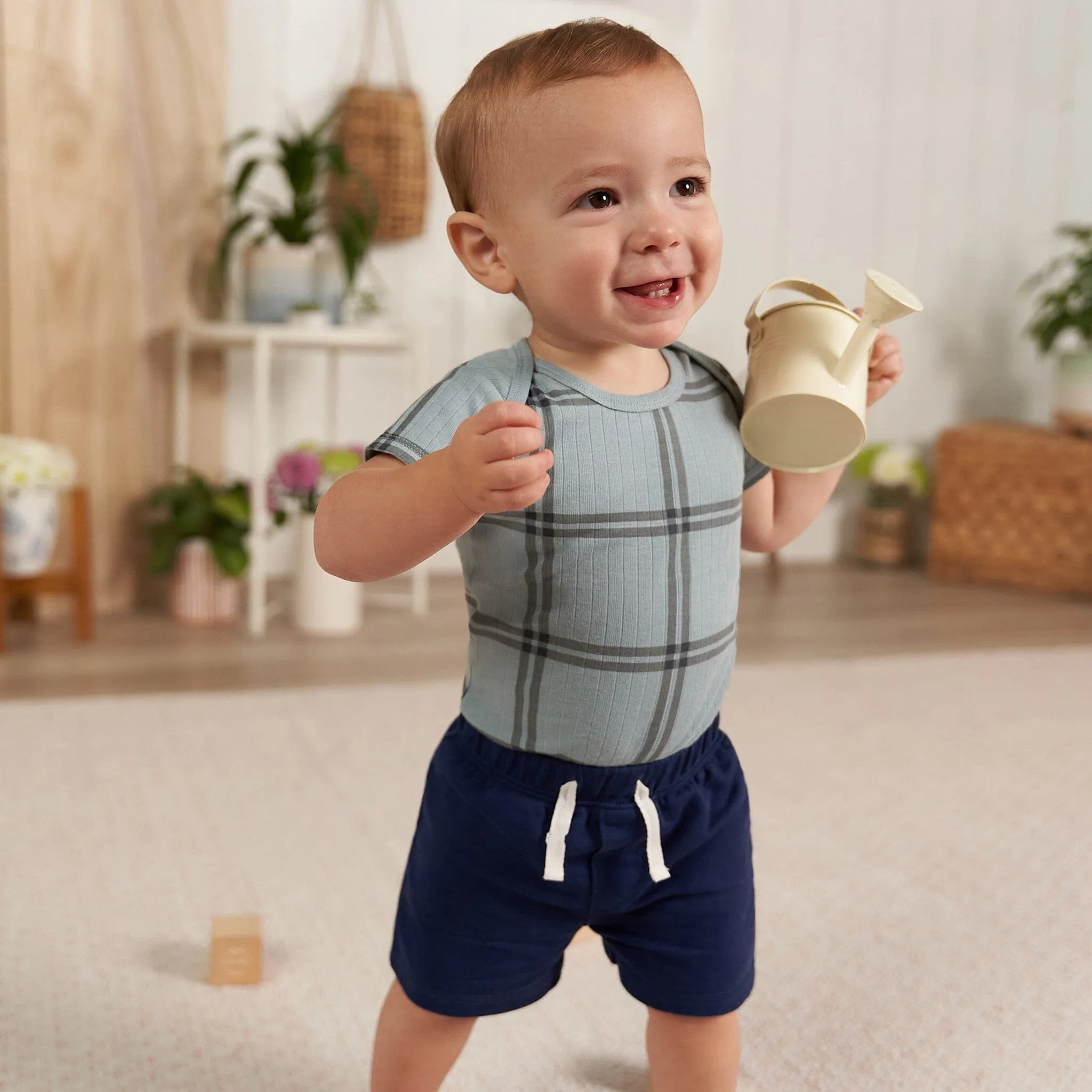 6-Pack Baby Boys Blue Plaid Bodysuits Gerber Childrenswea