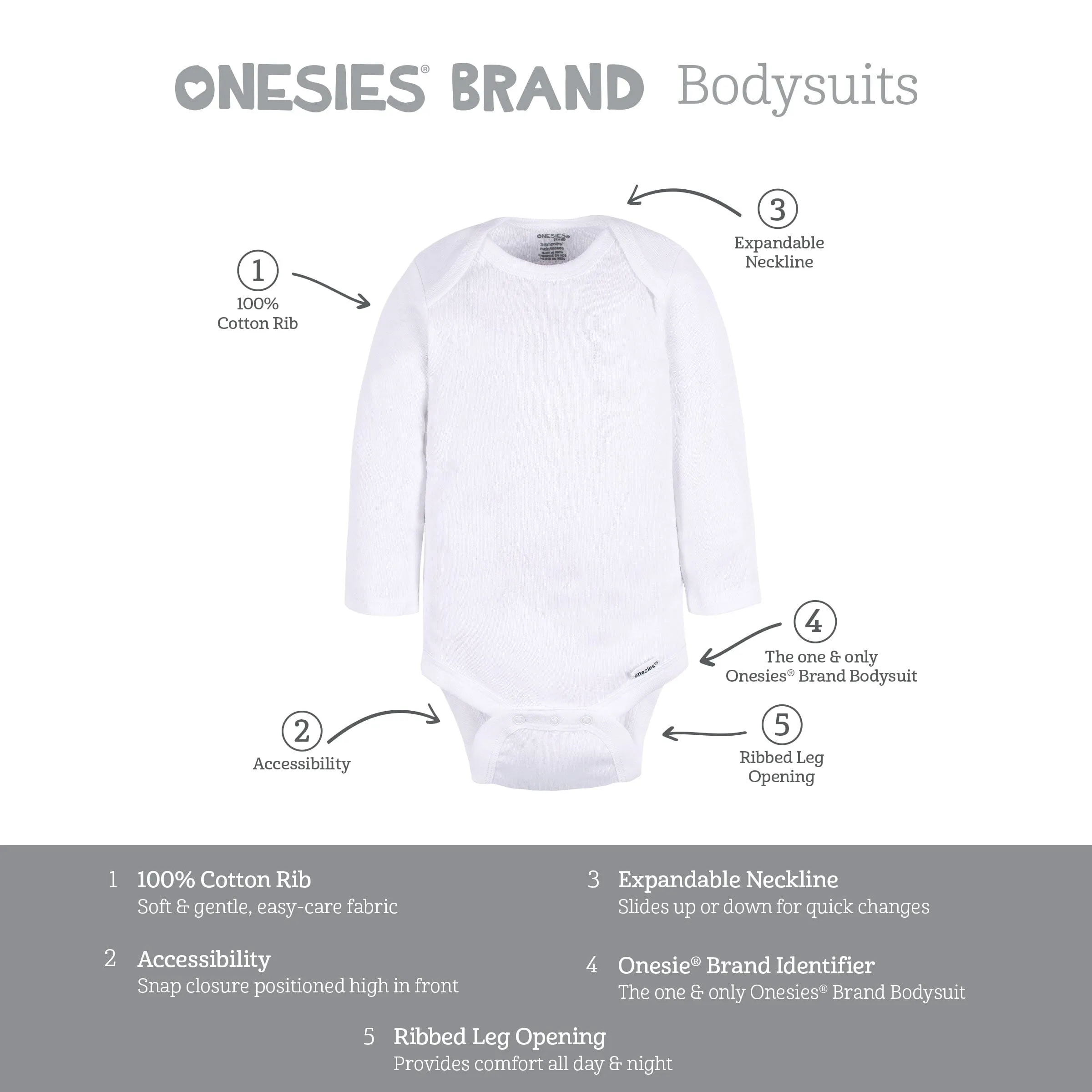 6-Pack Baby Boys Dinos Long Sleeve Onesies Bodysuits Gerber Childrenswea