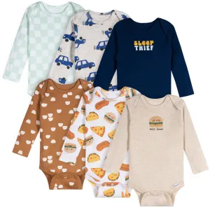 6-Pack Baby Boys Food Long Sleeve Onesies Bodysuits Gerber Childrenswea