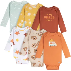 6-Pack Baby Neutral Pretzels Long Sleeve Onesies Bodysuits Gerber Childrenswea