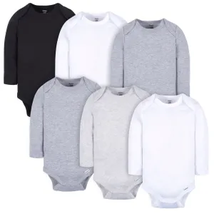 6-Pack Baby Neutral White, Gray, & Black Onesies Bodysuits Gerber Childrenswea