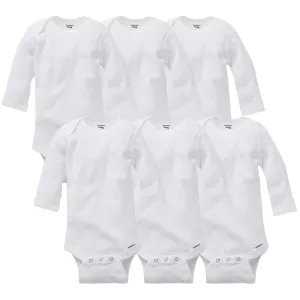6-Pack White Long Sleeve Onesies Bodysuits Gerber Childrenswea
