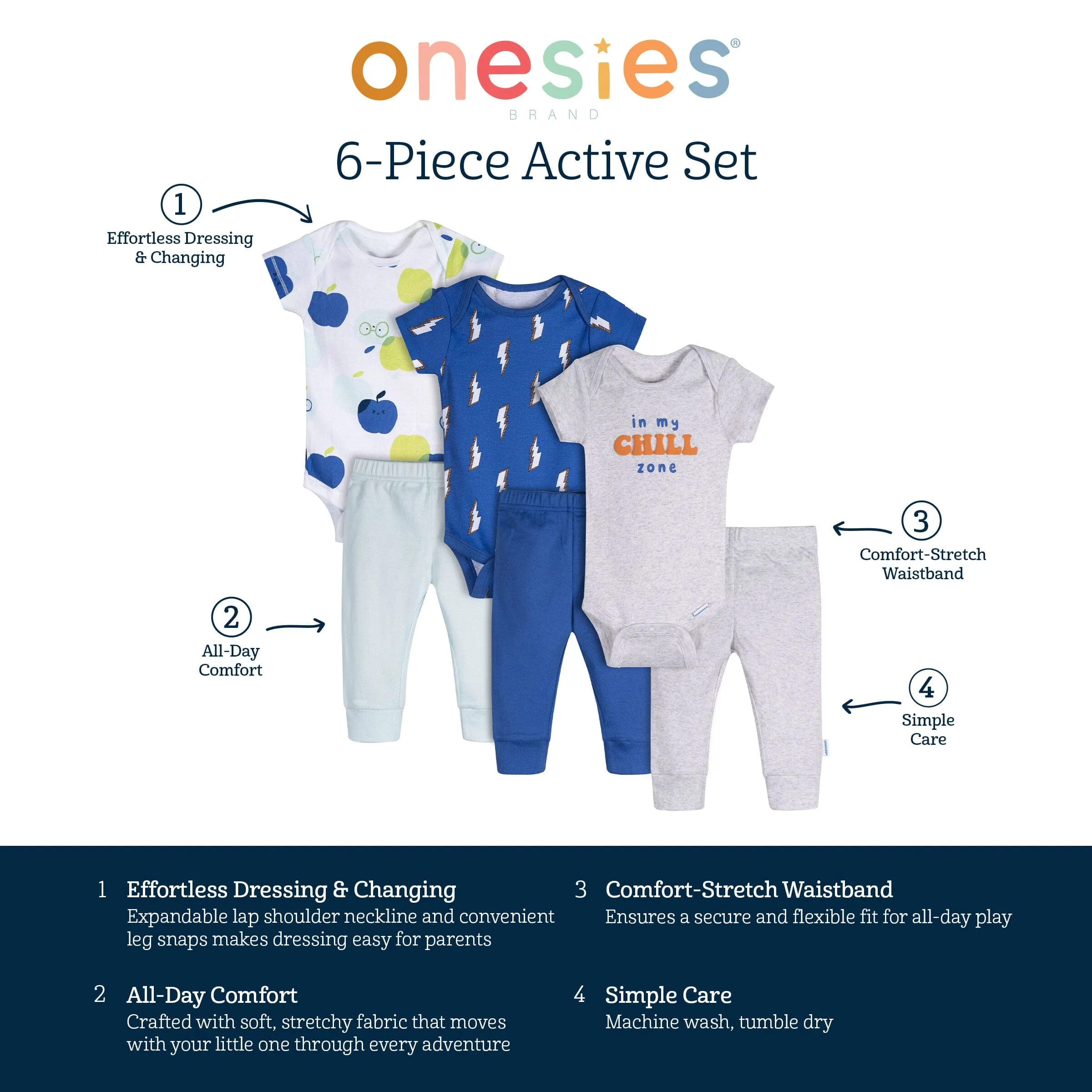 6-Piece Baby Boys Chill Zone Onesies and Active Pant Set Gerber Childrenswea