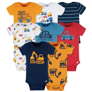 8-Pack Baby Boys Construction Zone Short Sleeve Onesies Bodysuits Gerber Childrenswea