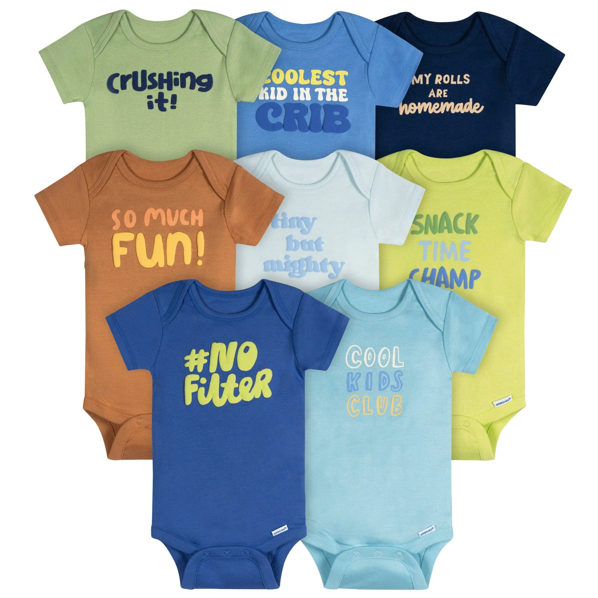 8-Pack Baby Boys Cool Kids Short Sleeve Onesies Bodysuits Gerber Childrenswea