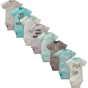 8-Pack Baby Boys Short-Sleeve Fox Onesies Bodysuits Gerber Childrenswea