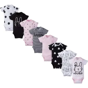 8-Pack Baby Girls Bunny Short-Sleeve Onesies Bodysuits Gerber Childrenswea