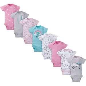 8-Pack Baby Girls Clouds Short-Sleeve Onesies Bodysuits Gerber Childrenswea
