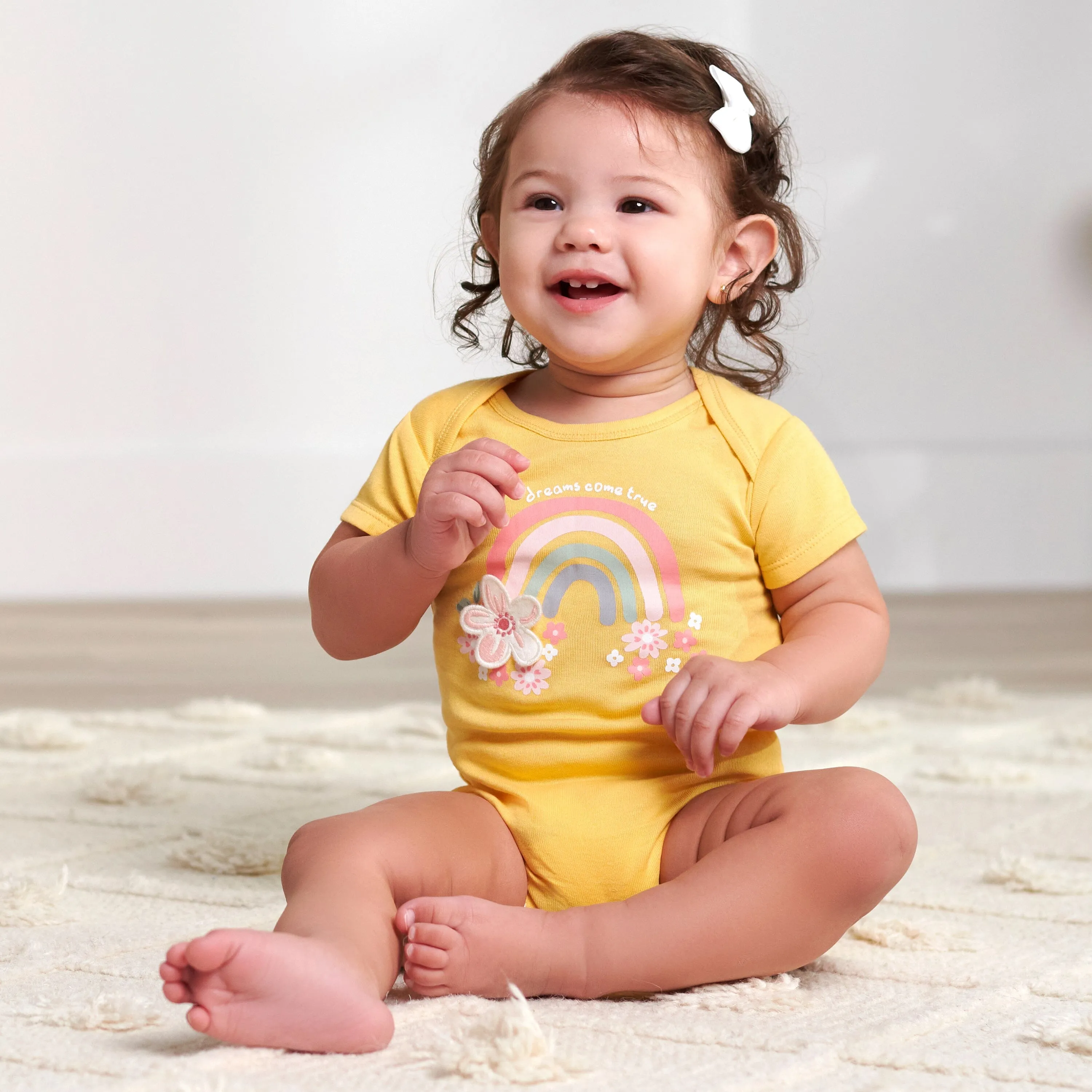 8-Pack Baby Girls Golden Floral Onesies Bodysuits Gerber Childrenswea