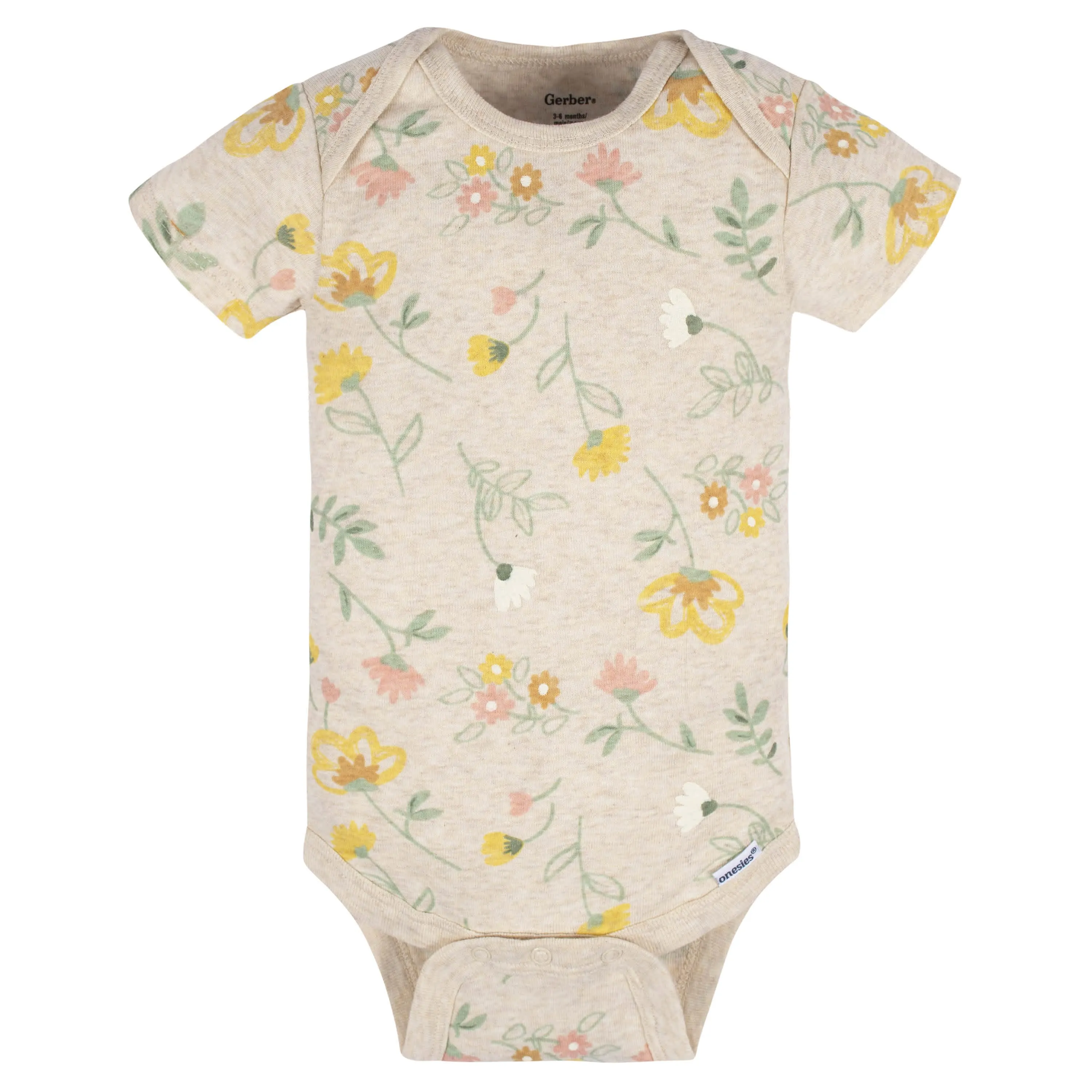 8-Pack Baby Girls Golden Floral Onesies Bodysuits Gerber Childrenswea