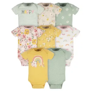 8-Pack Baby Girls Golden Floral Onesies Bodysuits Gerber Childrenswea