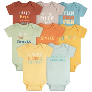 8-Pack Baby Neutral Fun Fun Fun Short Sleeve Onesies Bodysuits Gerber Childrenswea