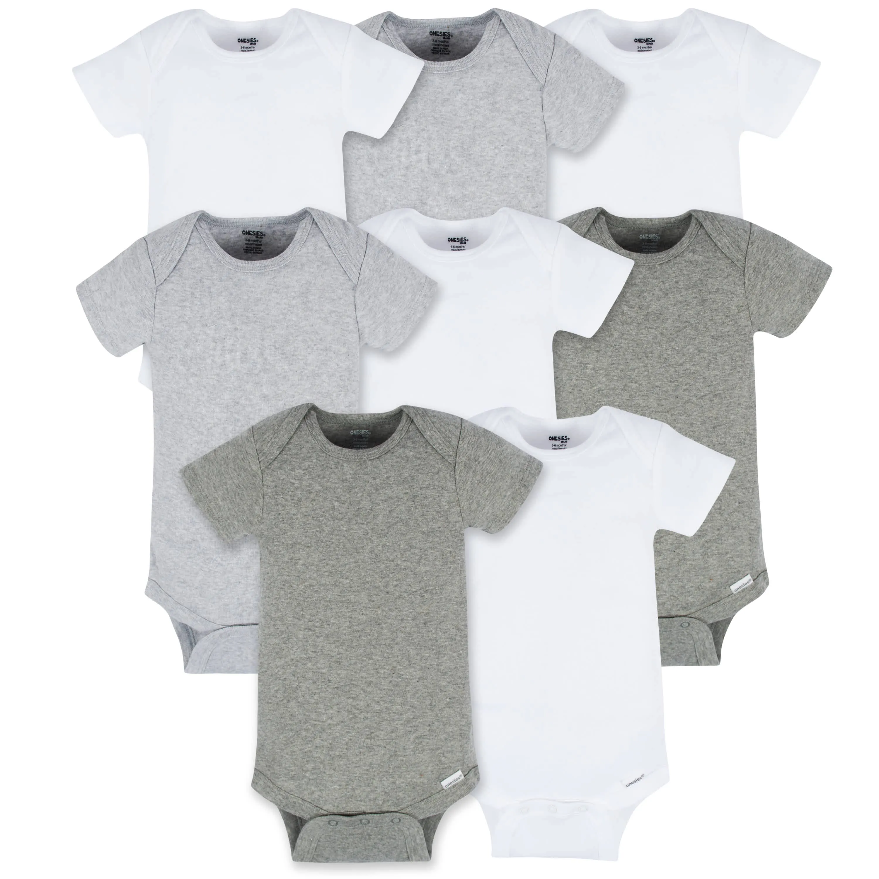 8-Pack Baby Neutral Neutrals Short Sleeve Onesies Bodysuits Gerber Childrenswea