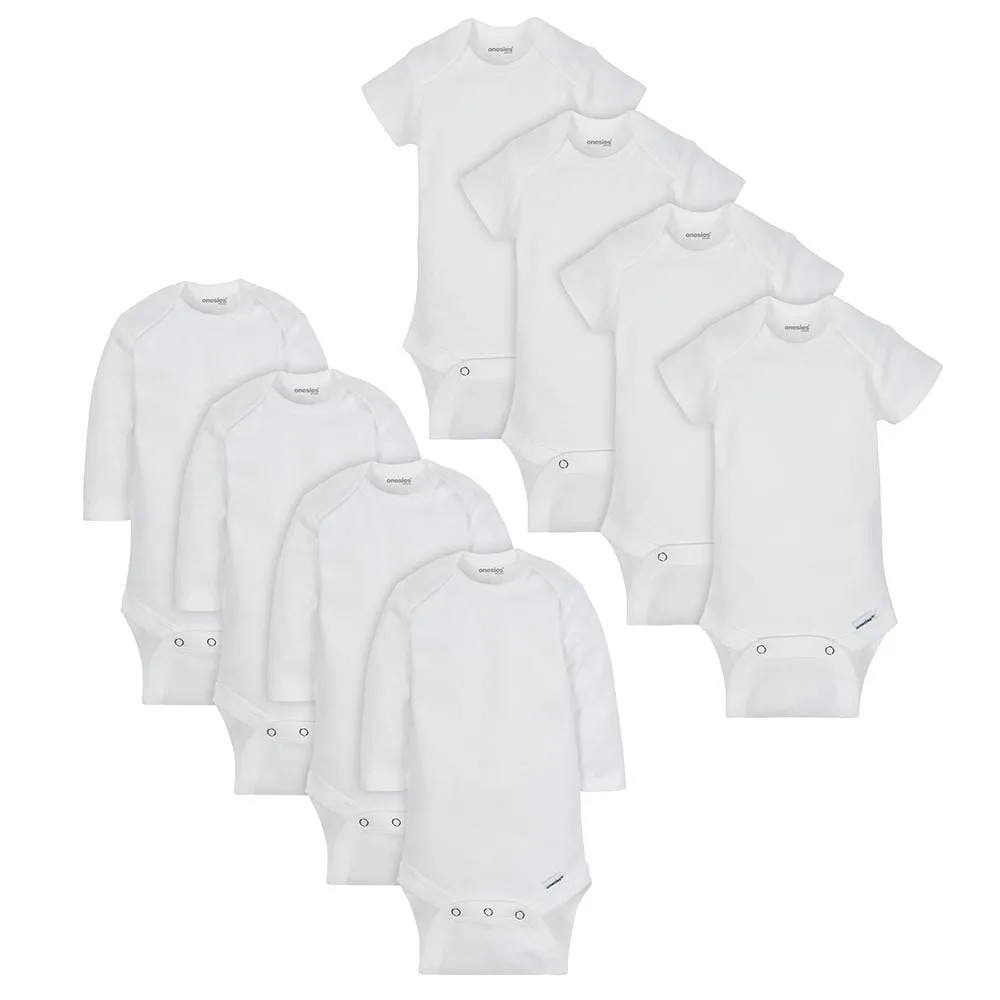 8-Pack Baby Neutral White Long and Short Sleeve Onesies Brand Bodysuits Gerber Childrenswea