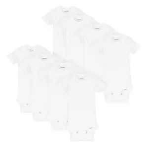 8-Pack Baby White Short-Sleeve Onesies Bodysuits Gerber Childrenswea