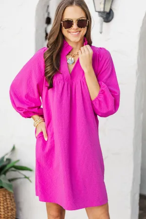 Above And Beyond Fuchsia Textured Shift Dress