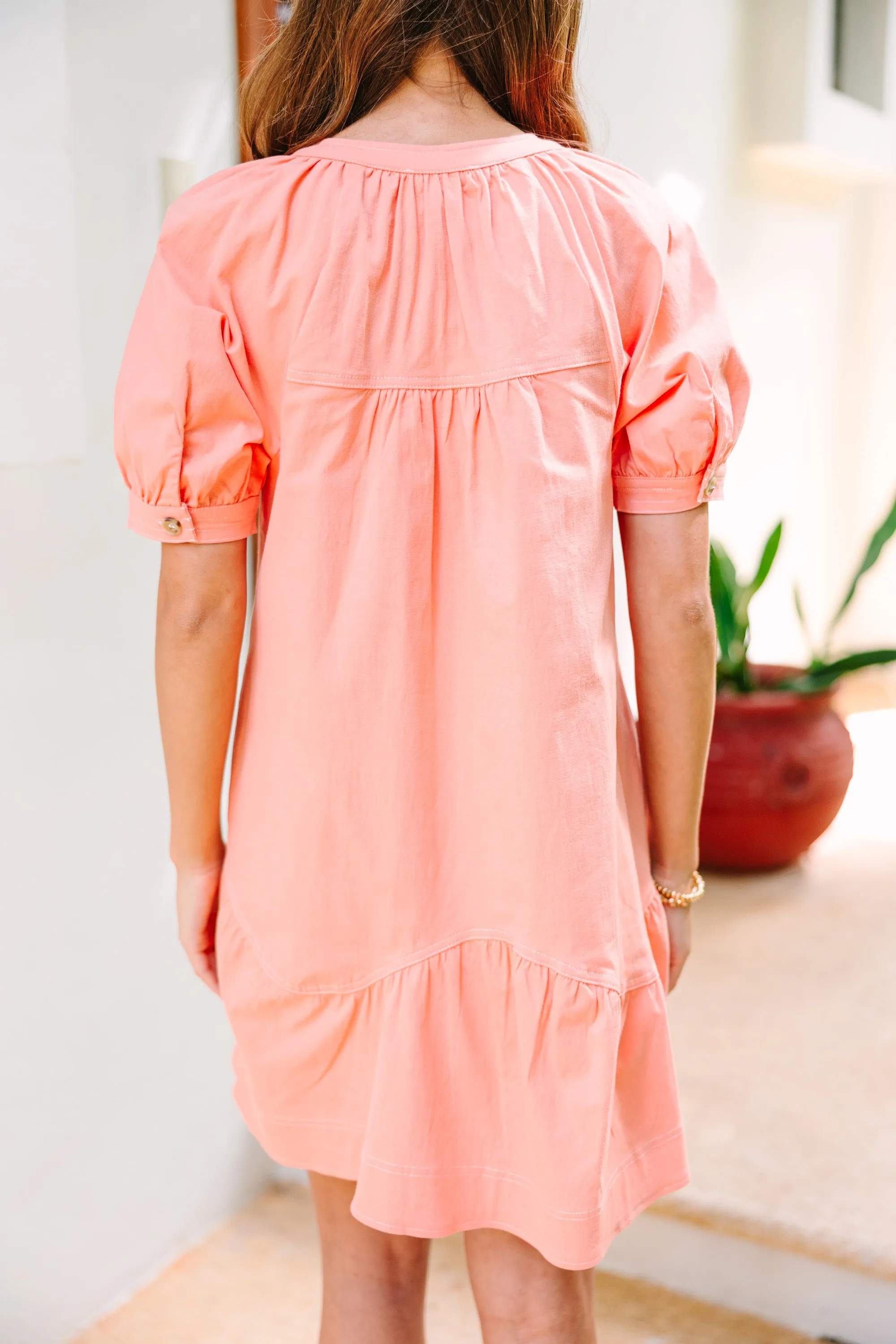 All In A Look Peach Pink Ruffled Dress