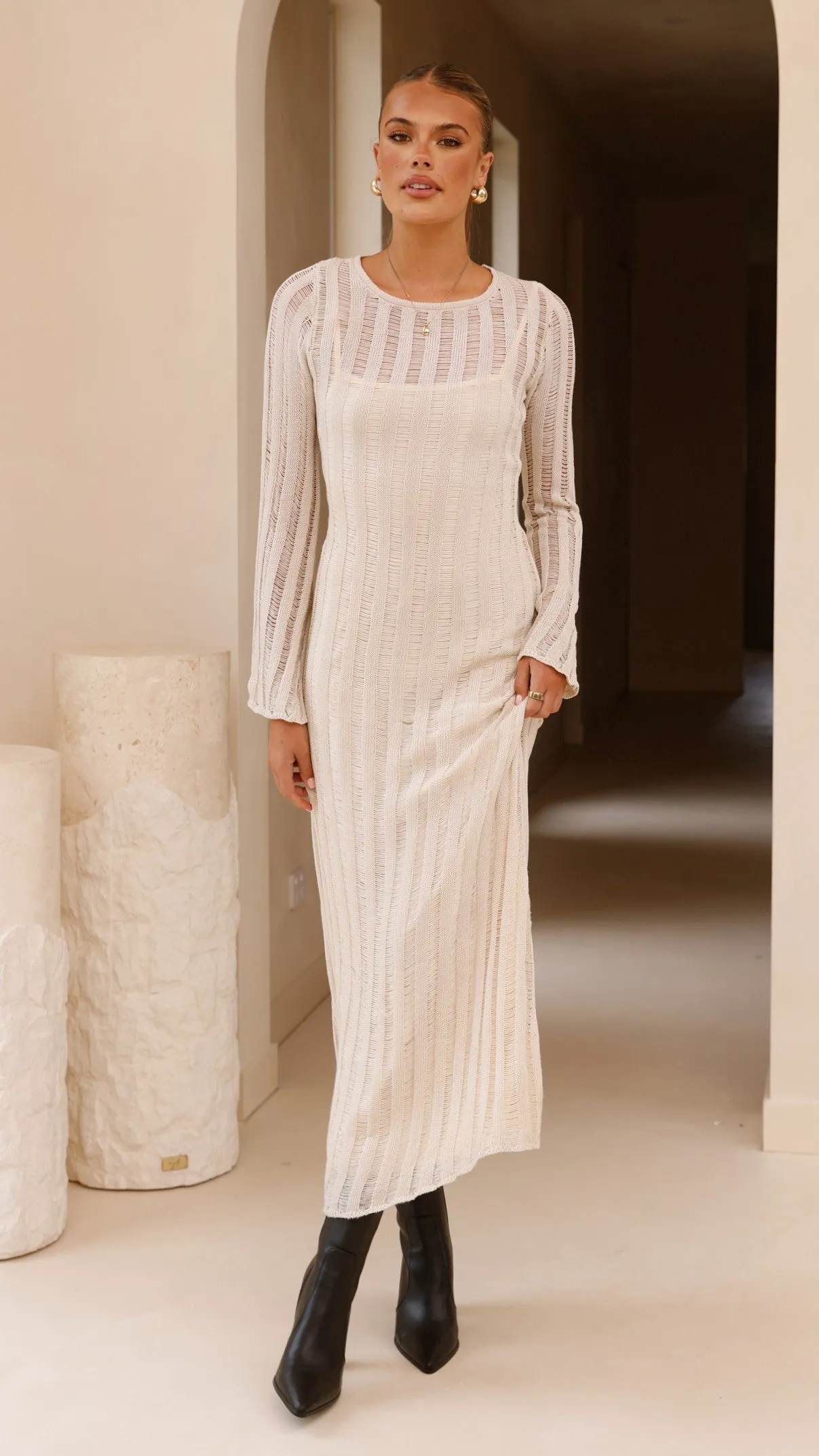 Allure Maxi Dress - Beige Billy J