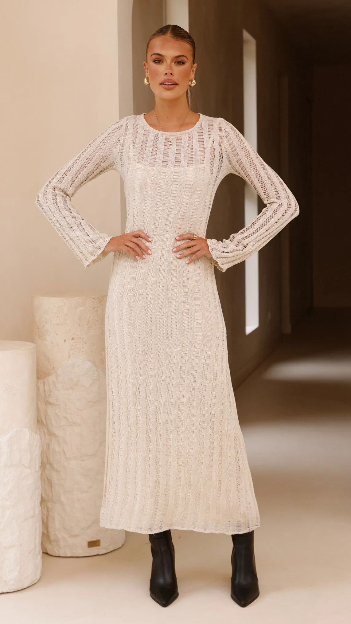 Allure Maxi Dress - Beige Billy J