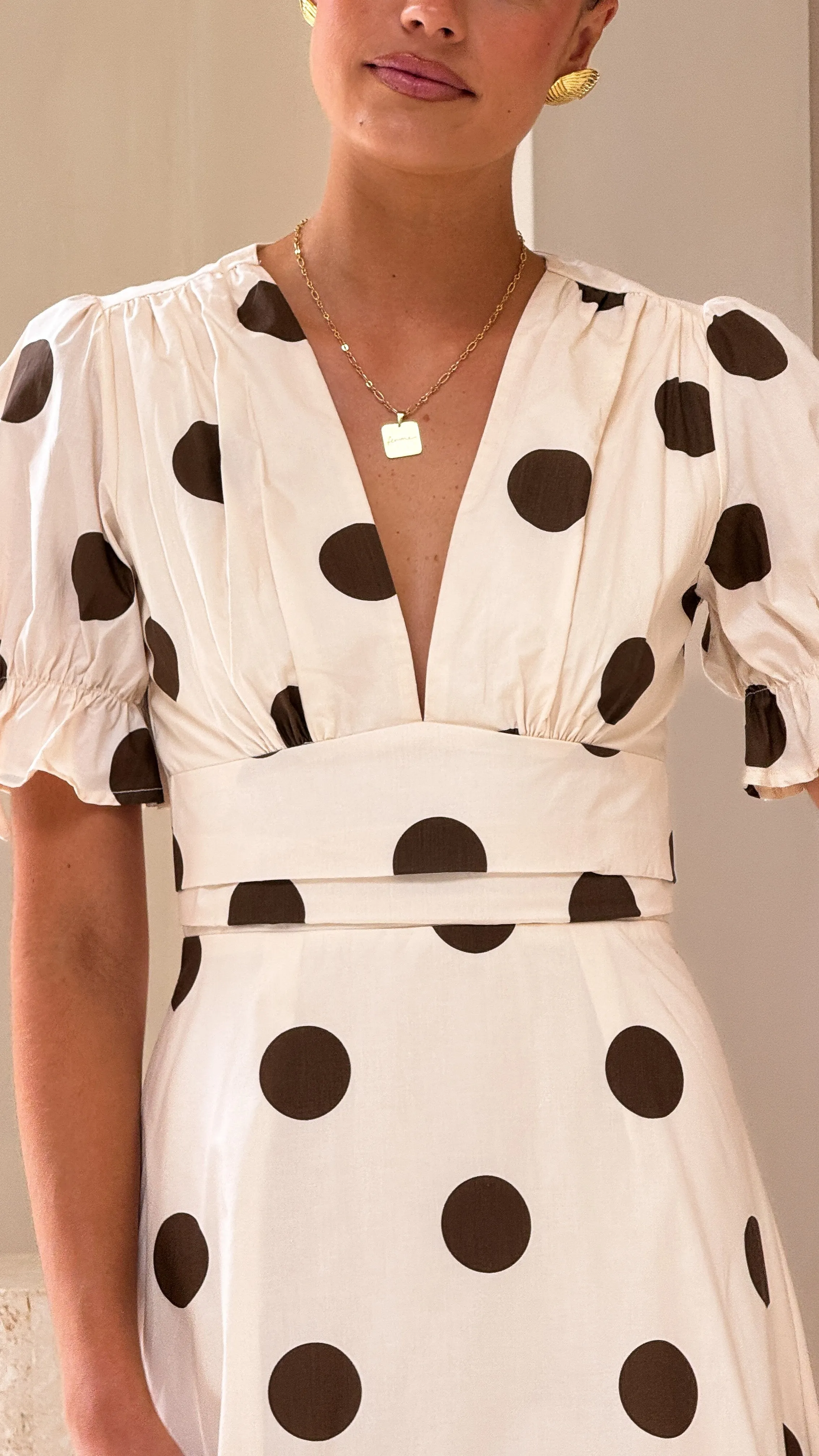 Alondra Midi Dress - White/Camel Billy J