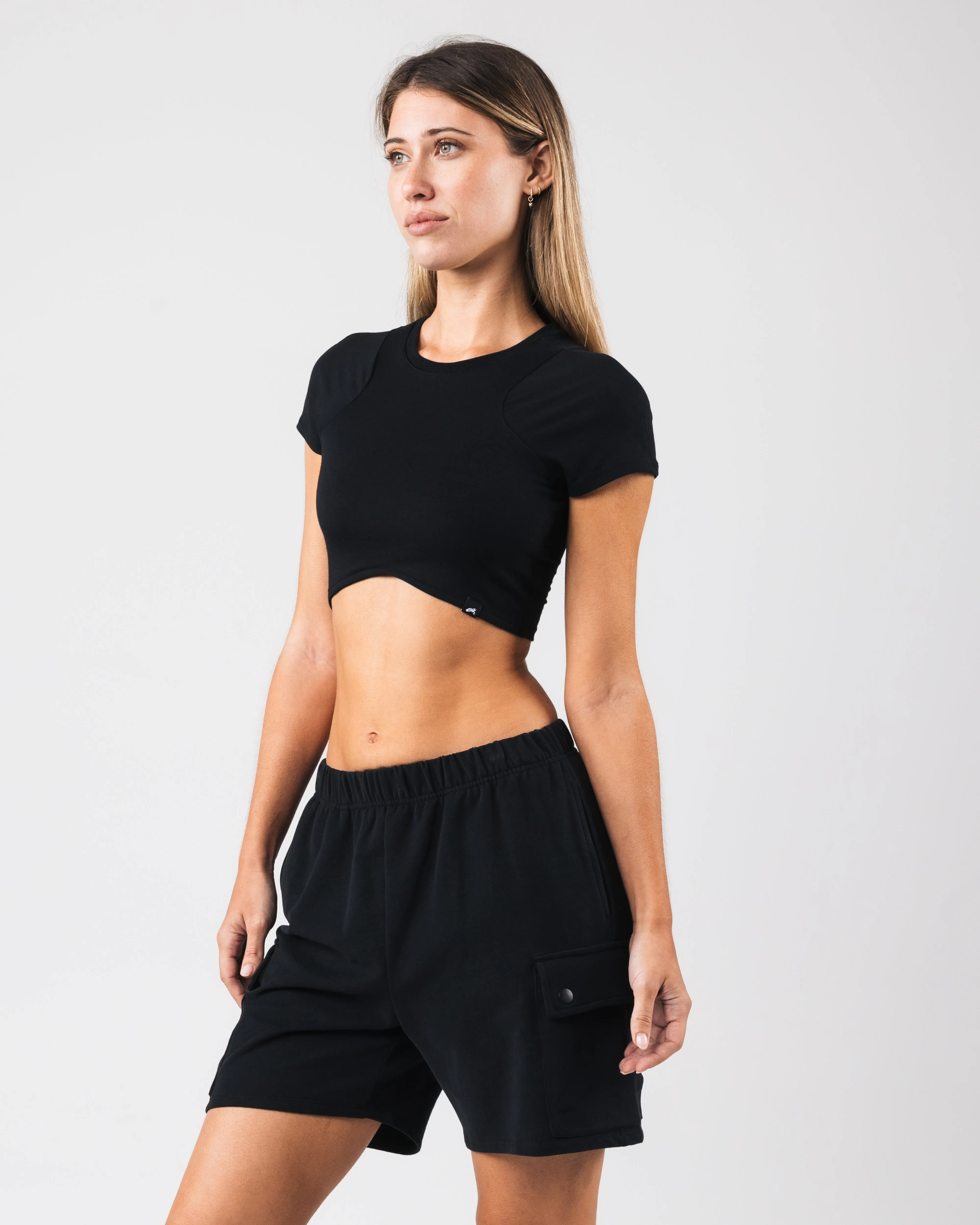 Angled Crop Tee - Black Alphalete Athletics