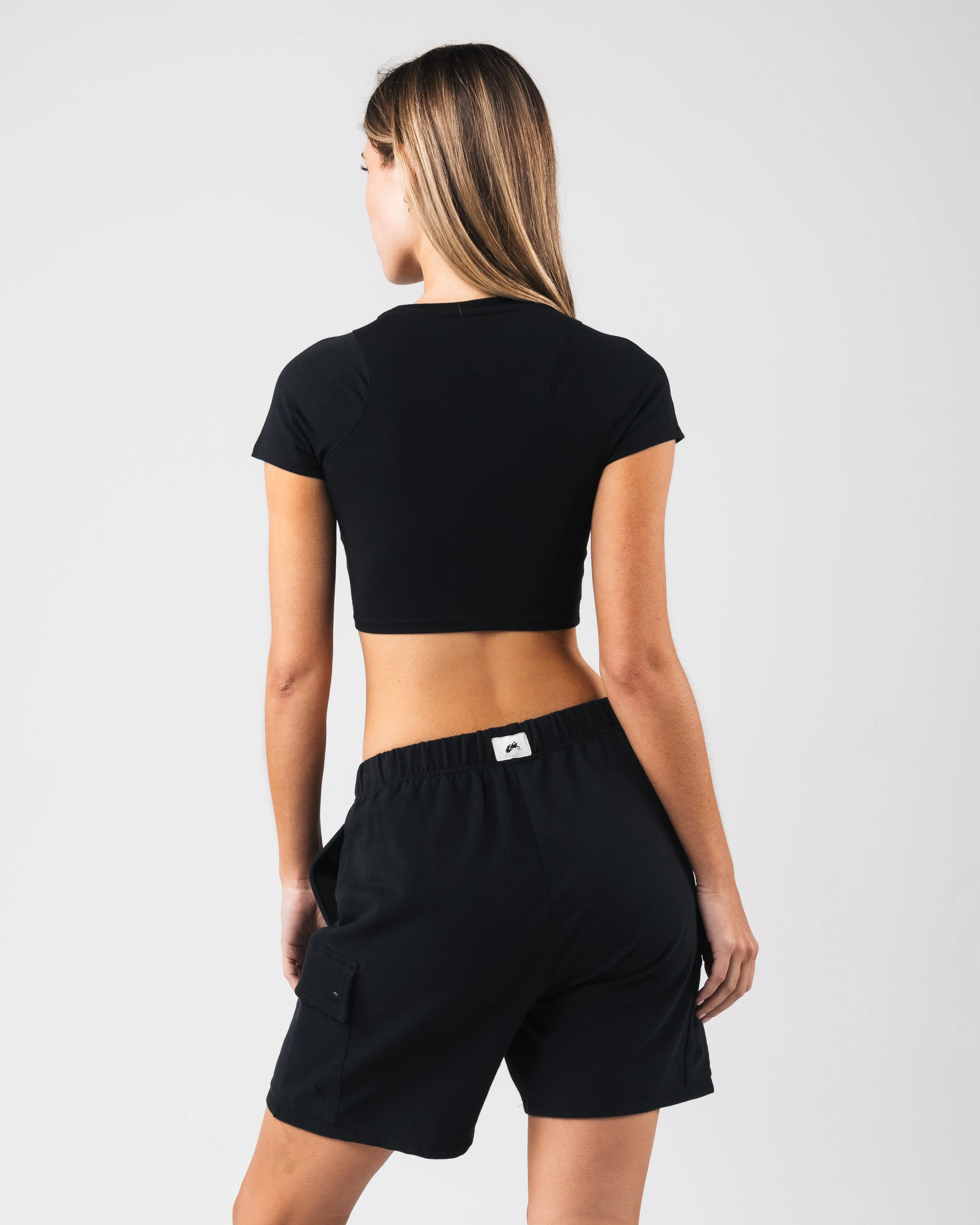 Angled Crop Tee - Black Alphalete Athletics