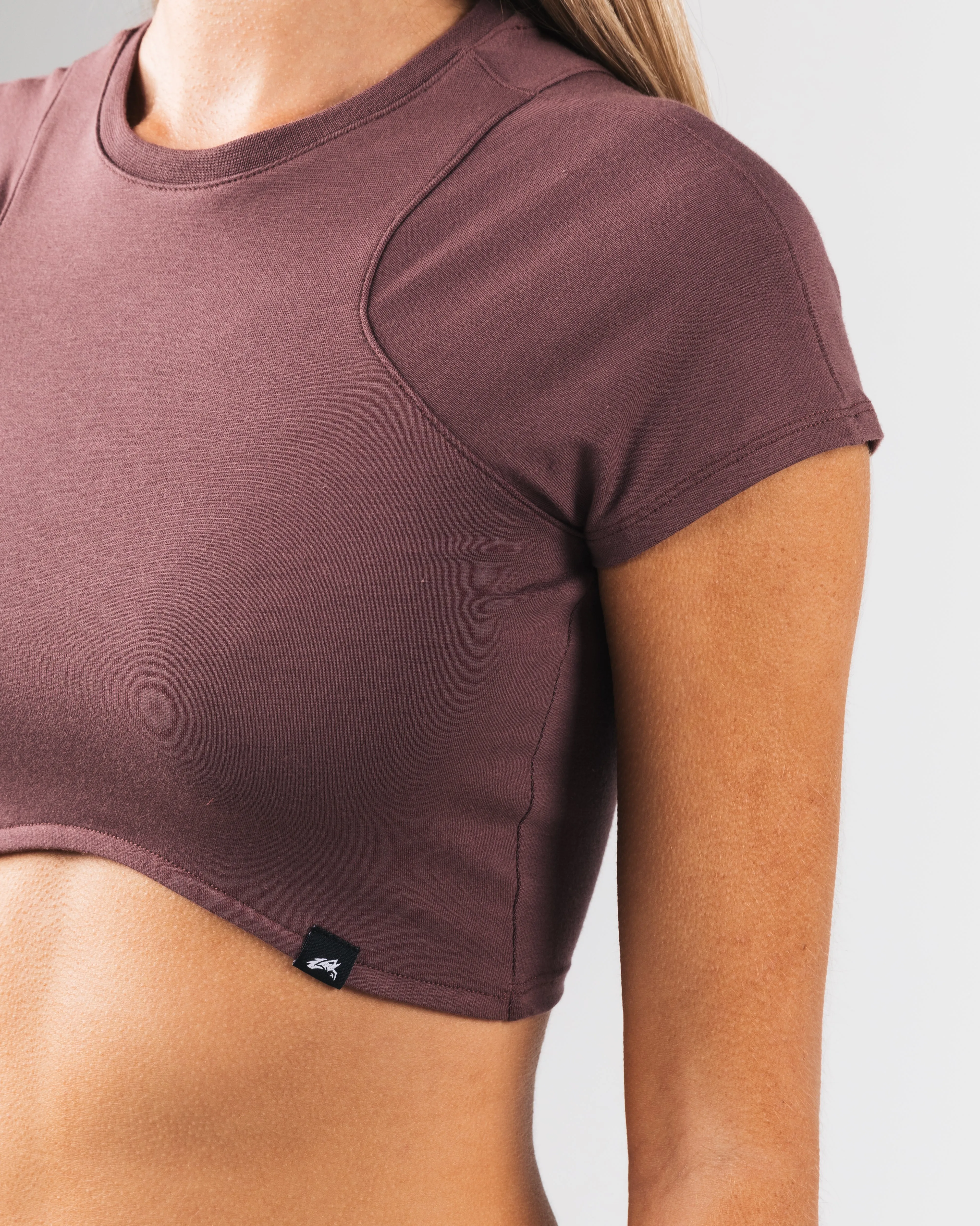 Angled Crop Tee - Sugar Alphalete Athletics