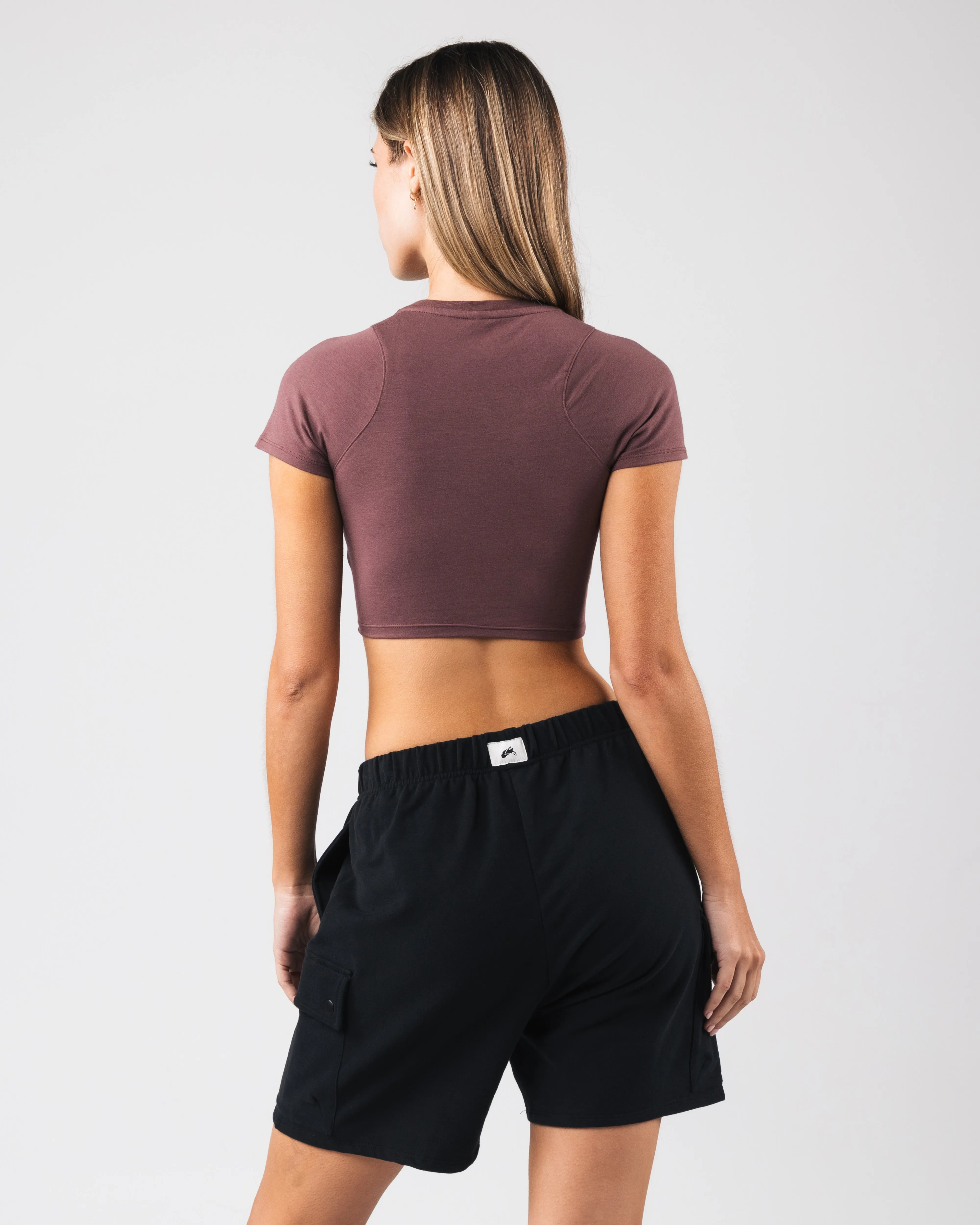 Angled Crop Tee - Sugar Alphalete Athletics
