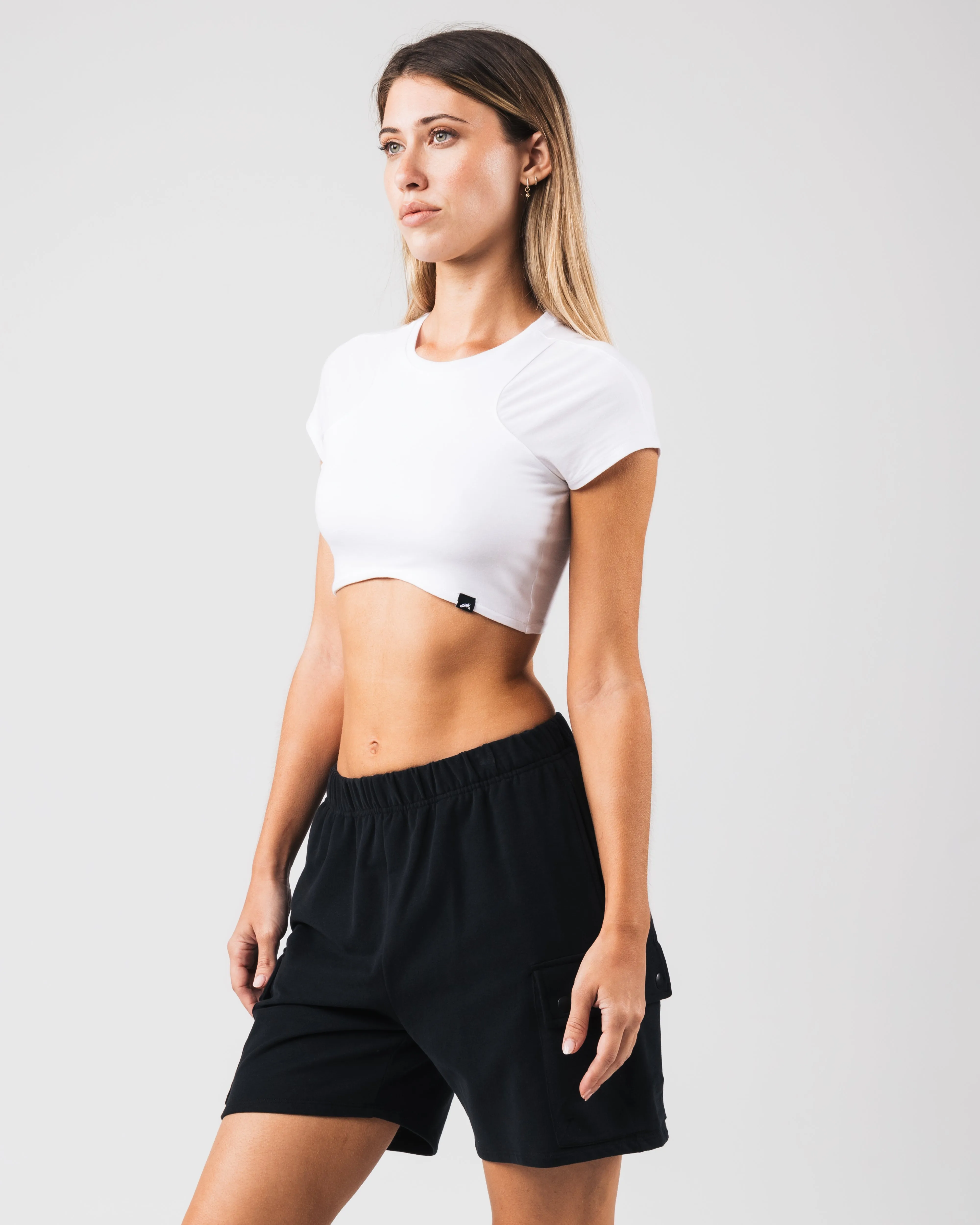 Angled Crop Tee - White Alphalete Athletics