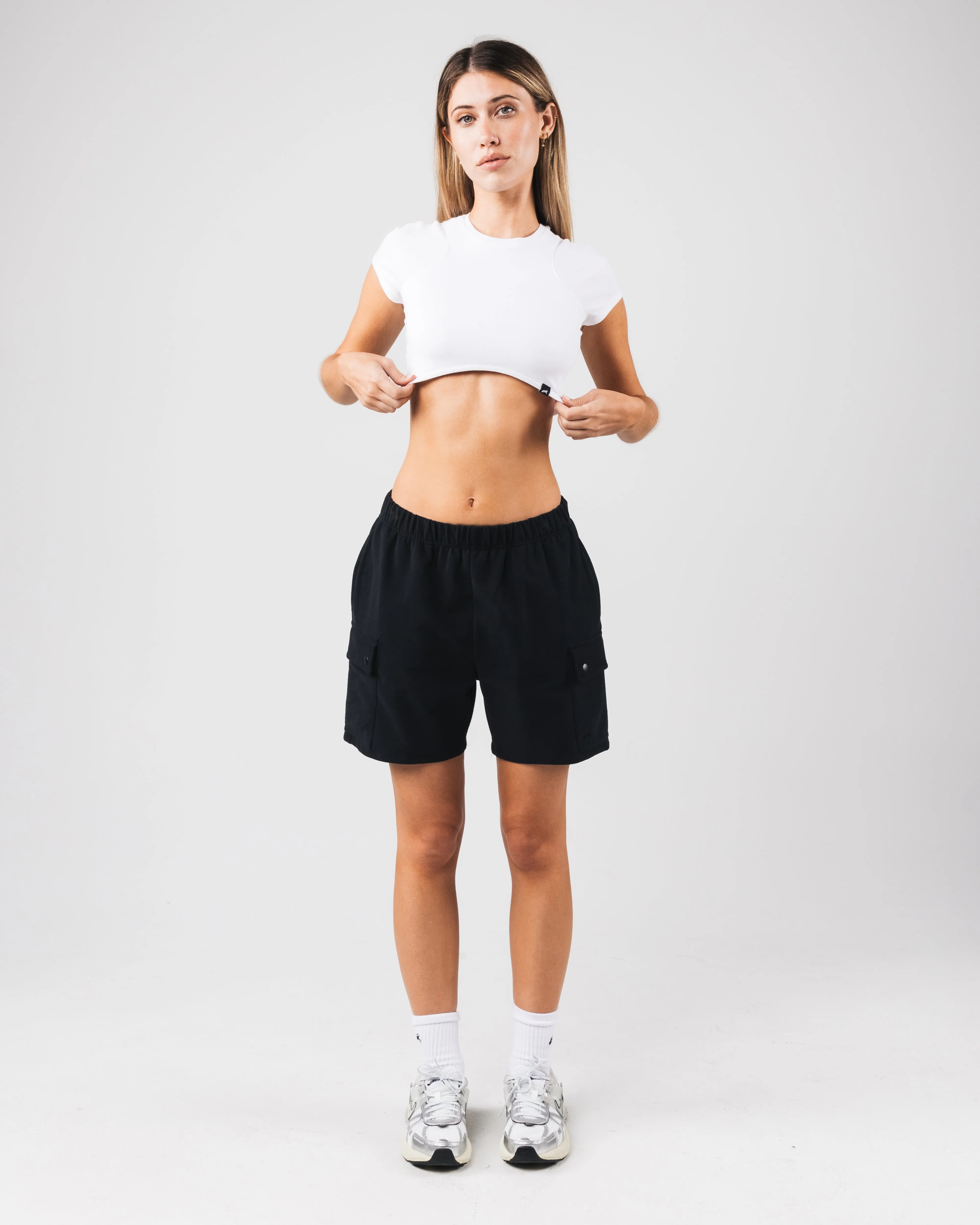 Angled Crop Tee - White Alphalete Athletics