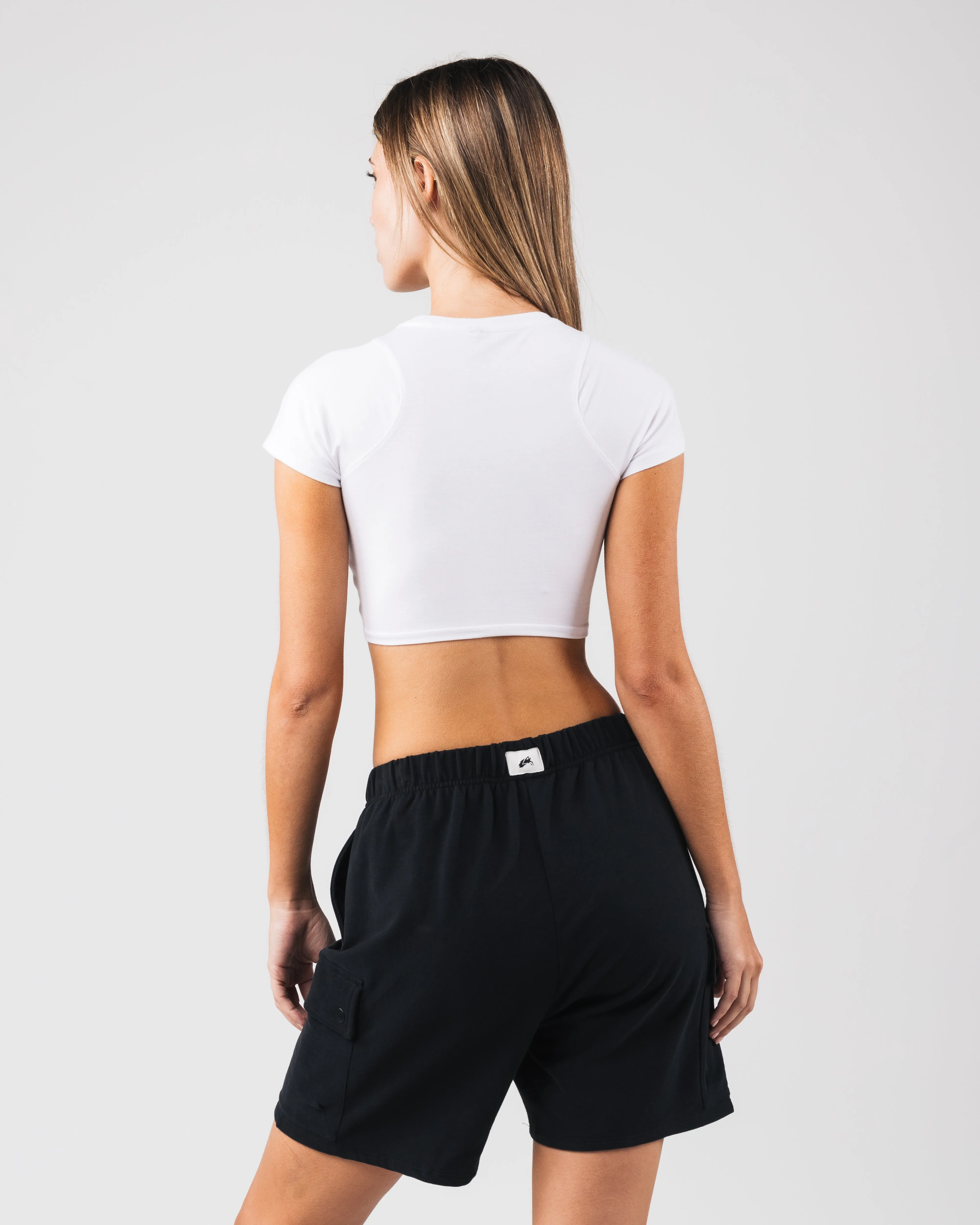 Angled Crop Tee - White Alphalete Athletics