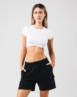 Angled Crop Tee - White Alphalete Athletics