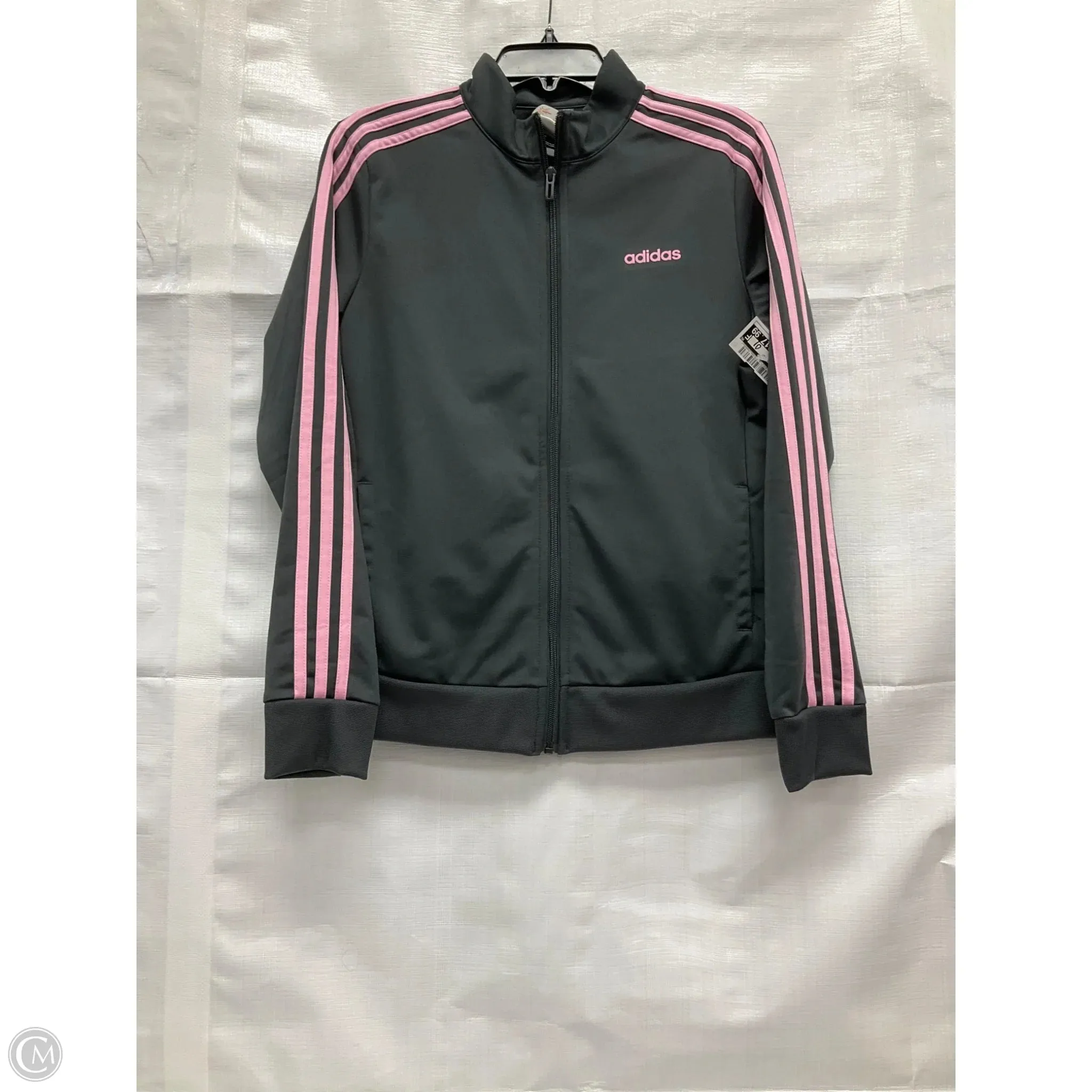 Athletic Jacket By Adidas In Grey & Pink, Size: M