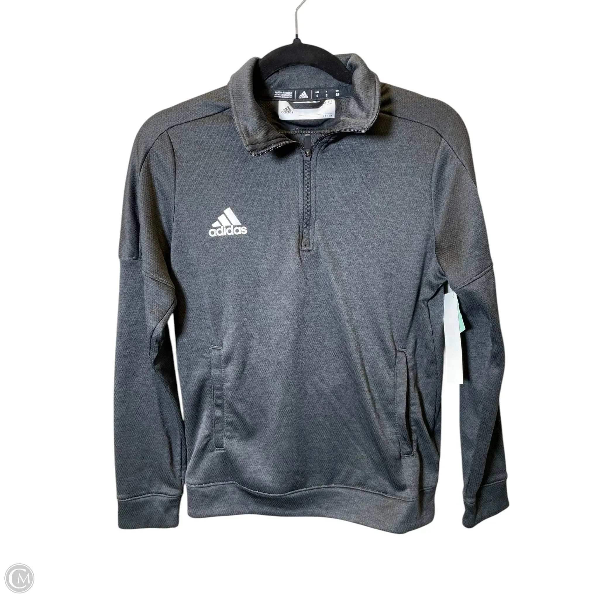 Athletic Jacket By Adidas In Grey, Size: S