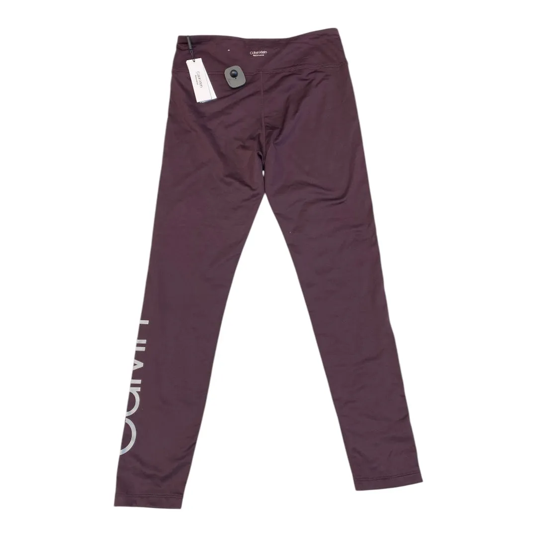 Athletic Leggings By Calvin Klein In Purple, Size:L