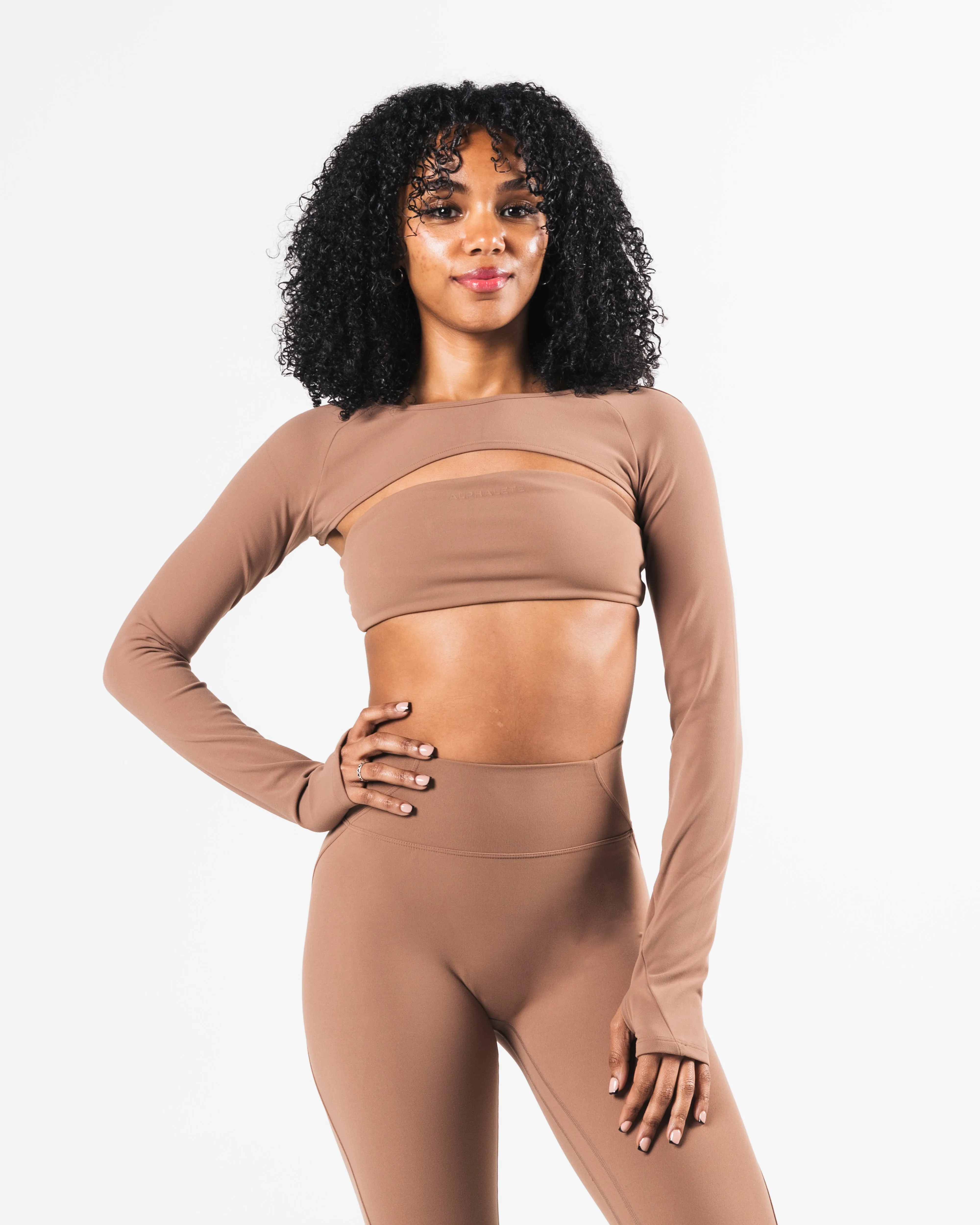 Aura Shrug LS - Oak Alphalete Athletics