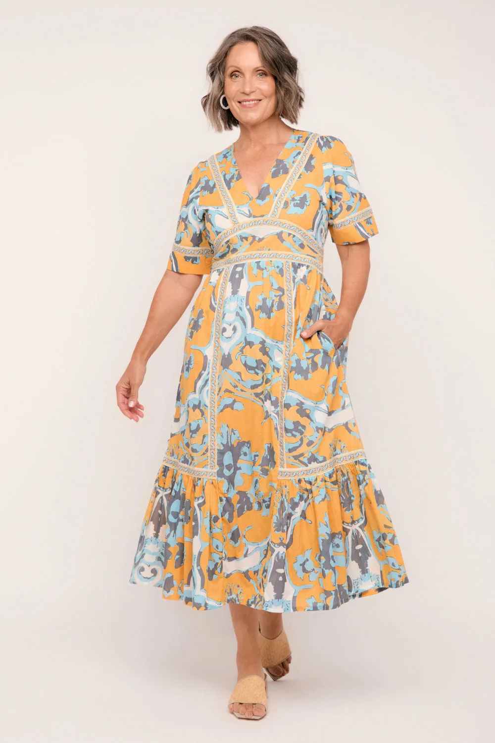 Aurora Maxi Dress in Sardinia Adrift