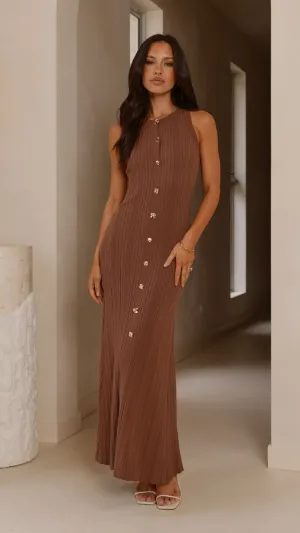 Aylah Knit Midi Dress - Brown Billy J