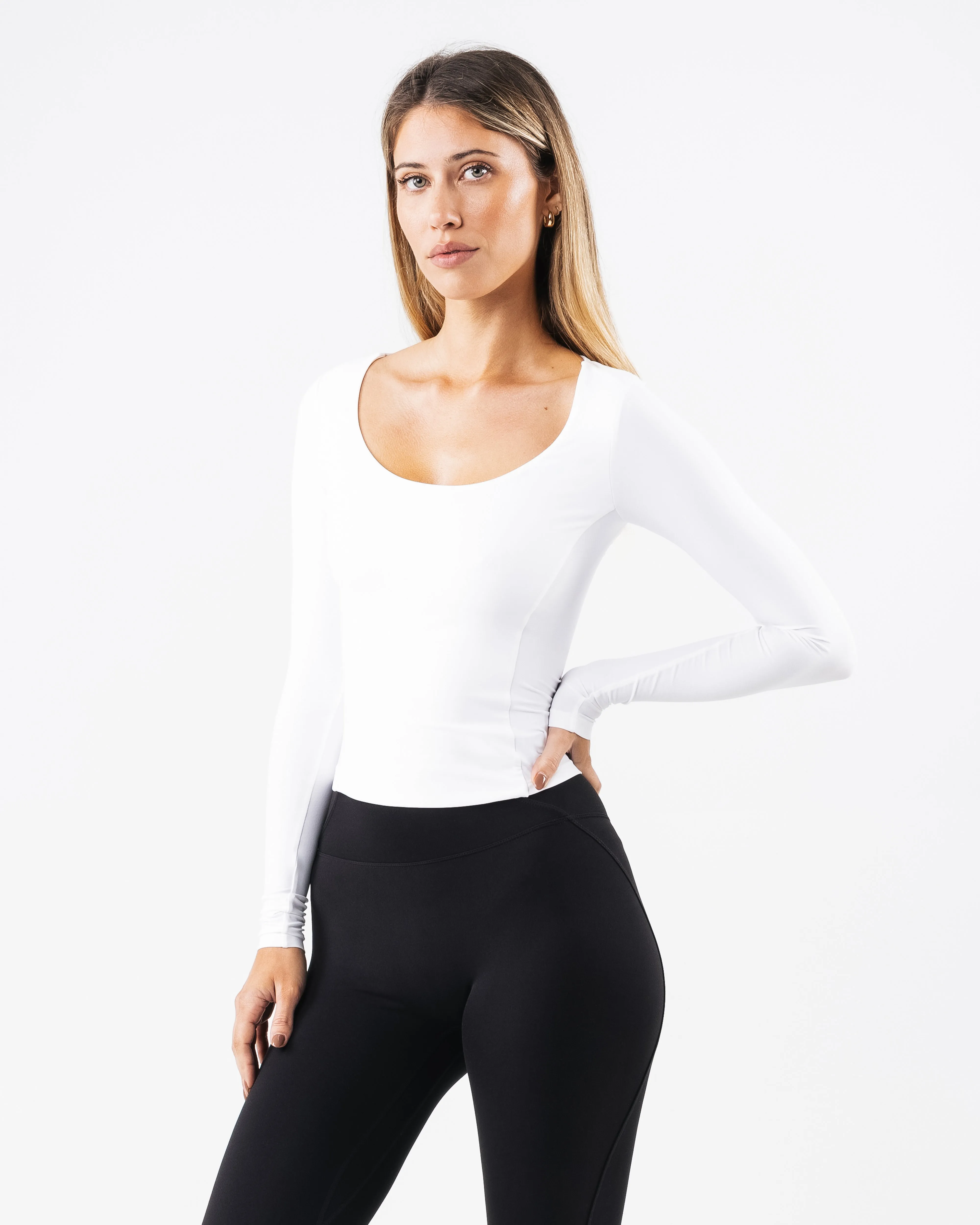 Basics Long Sleeve - White Alphalete Athletics
