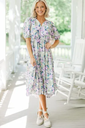 Better Than Ever Lilac Purple Floral Midi Dress