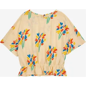 Bobo Choses Fireworks All Over Woven Top Short Sleeve Light Yellow