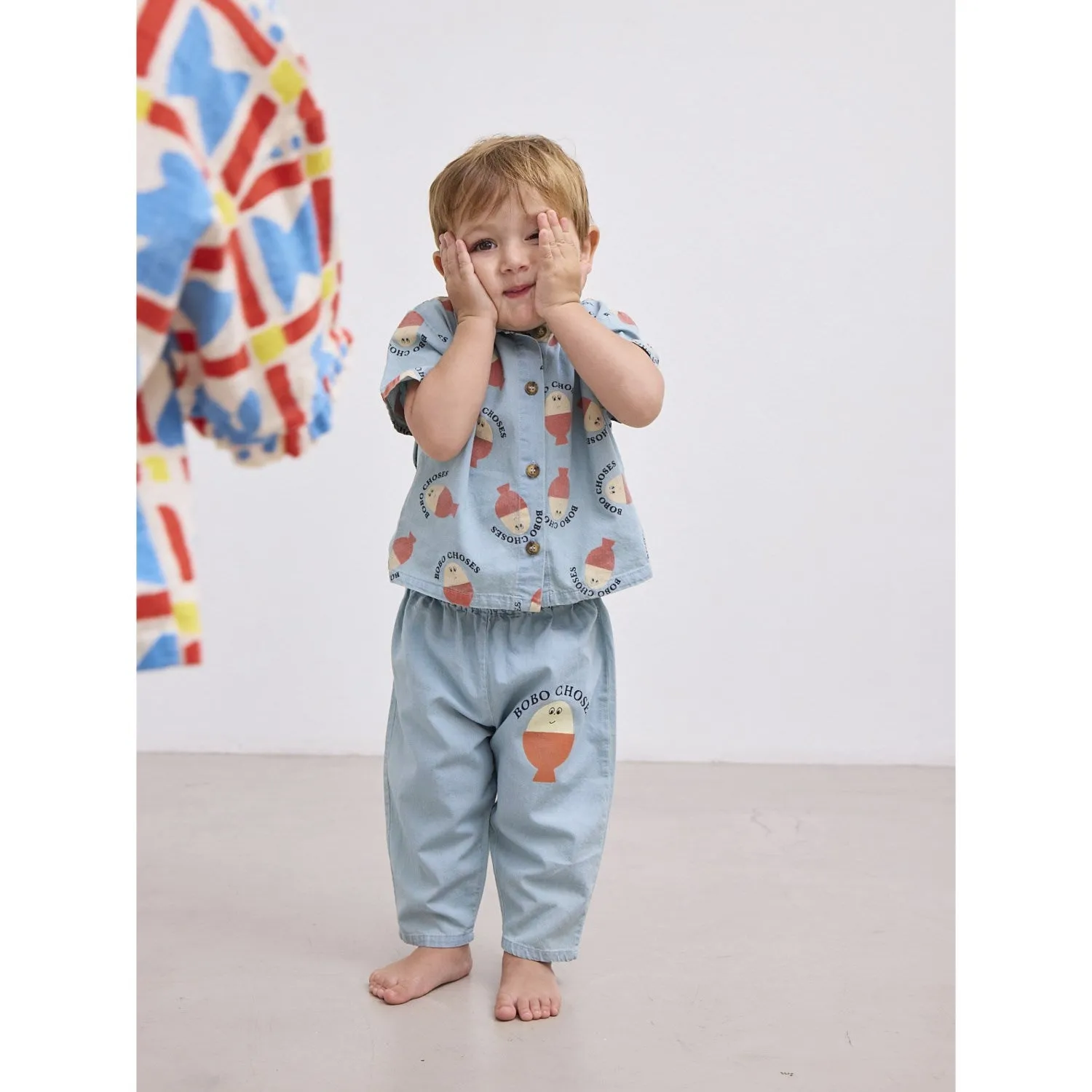 Bobo Choses Light Blue Morning Egg All Over Denim Shirt