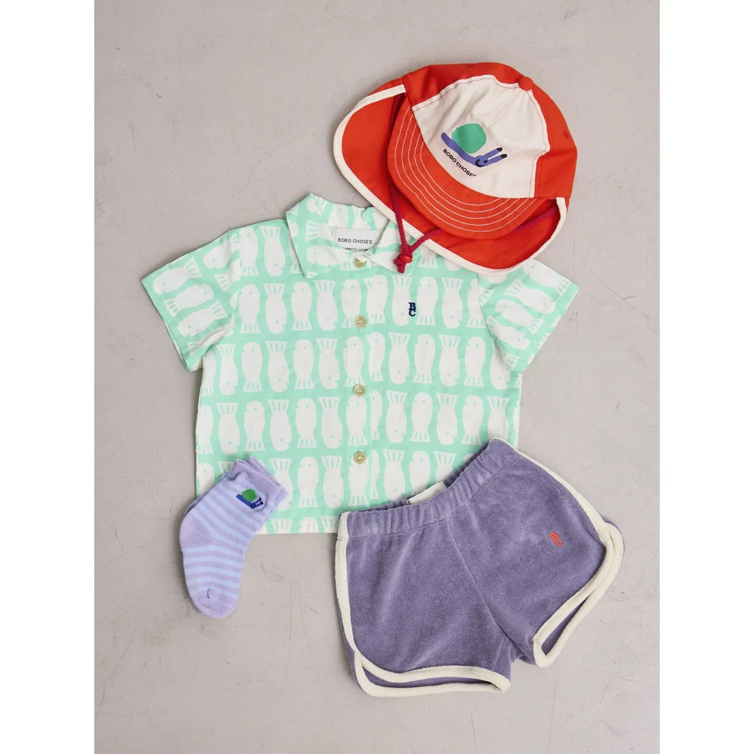Bobo Choses Light Green Lucky Fish All Over Woven Shirt