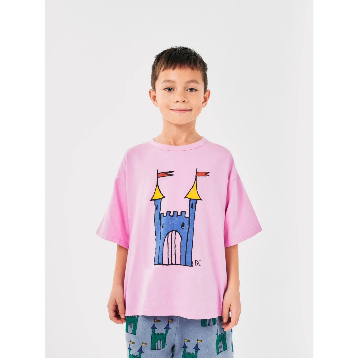 Bobo Choses Pink Faraway Castle Short Sleeve T-Shirt