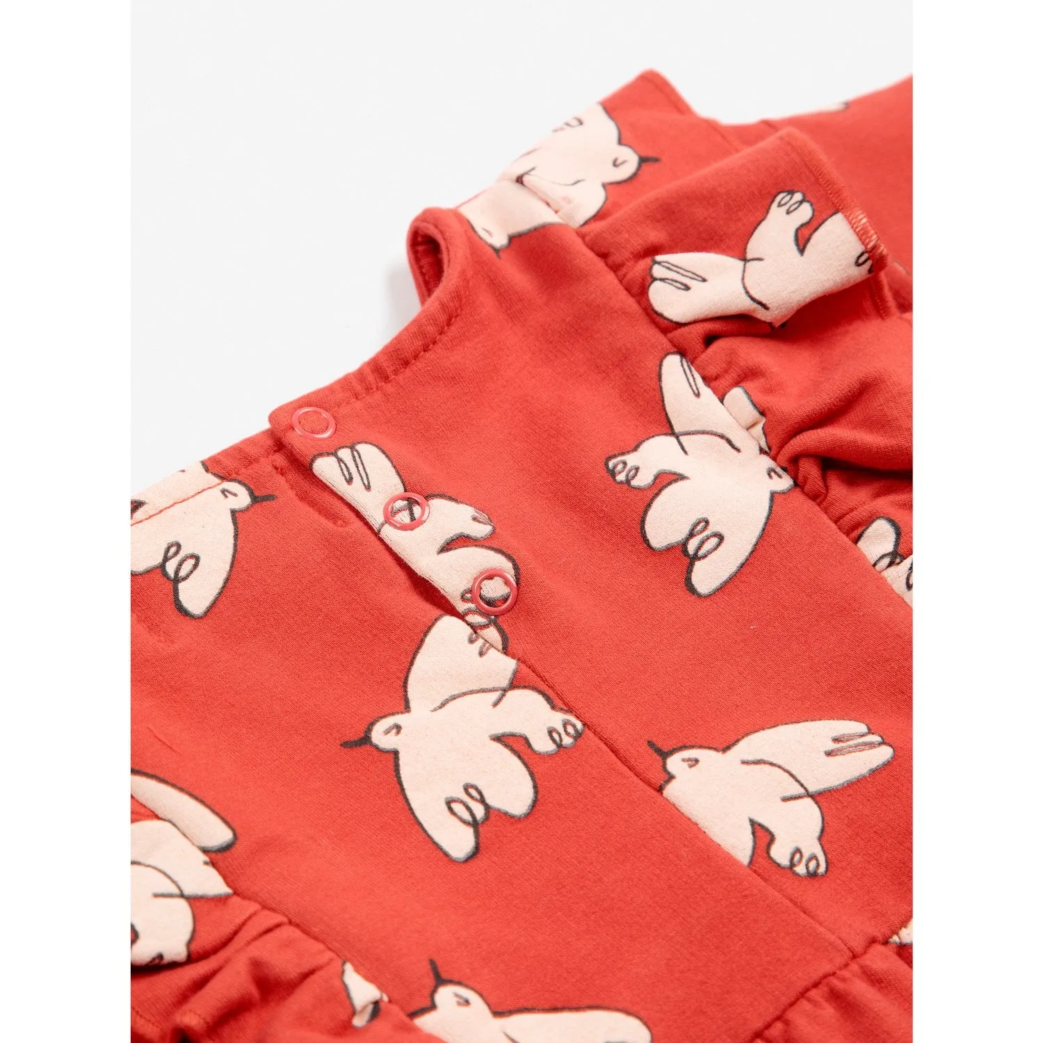 Bobo Choses Red Freedom Bird All Over Ruffle Dress