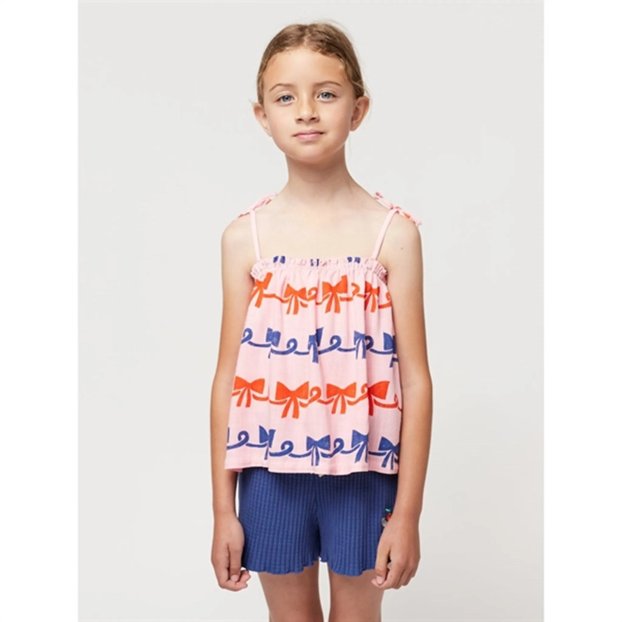 Bobo Choses Ribbon Bow All Over Woven Tank Top Pink