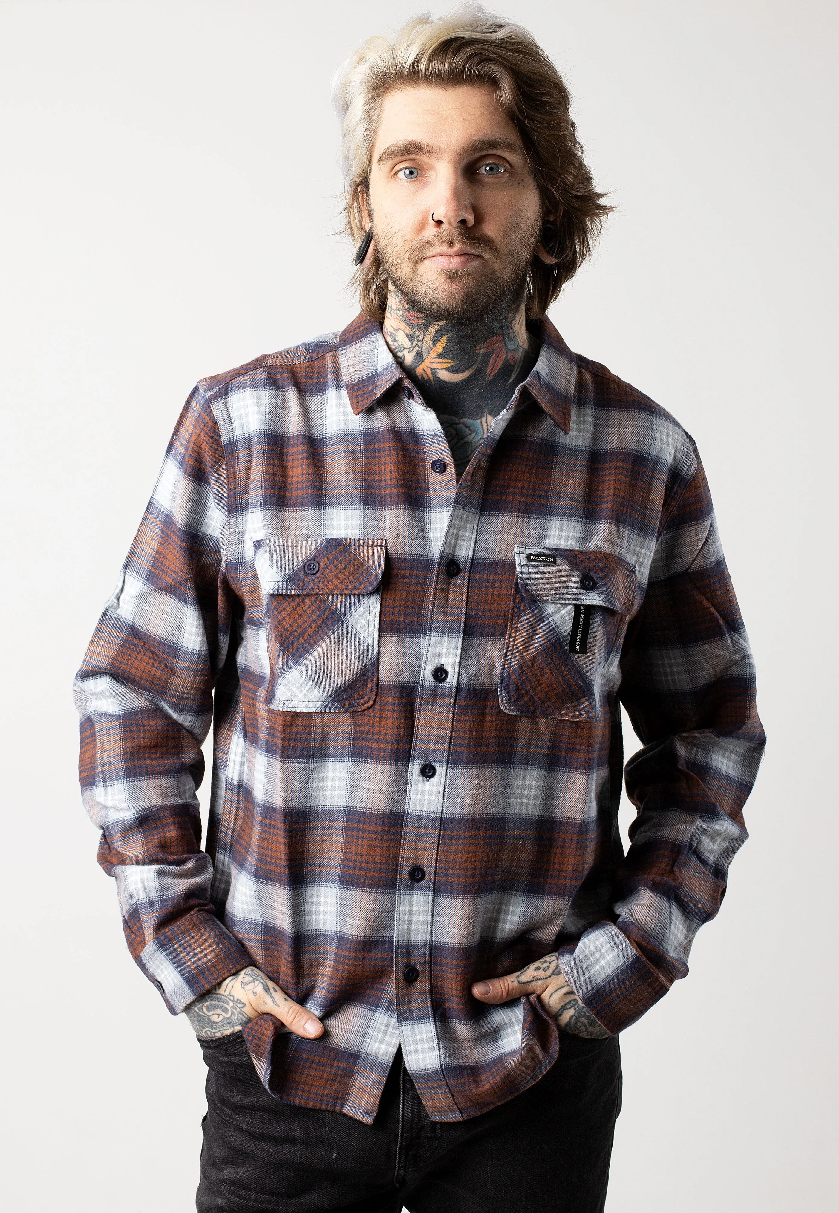 Brixton - Bowery Lw Ultra Washed Navy/Dusty Blue - Shirt