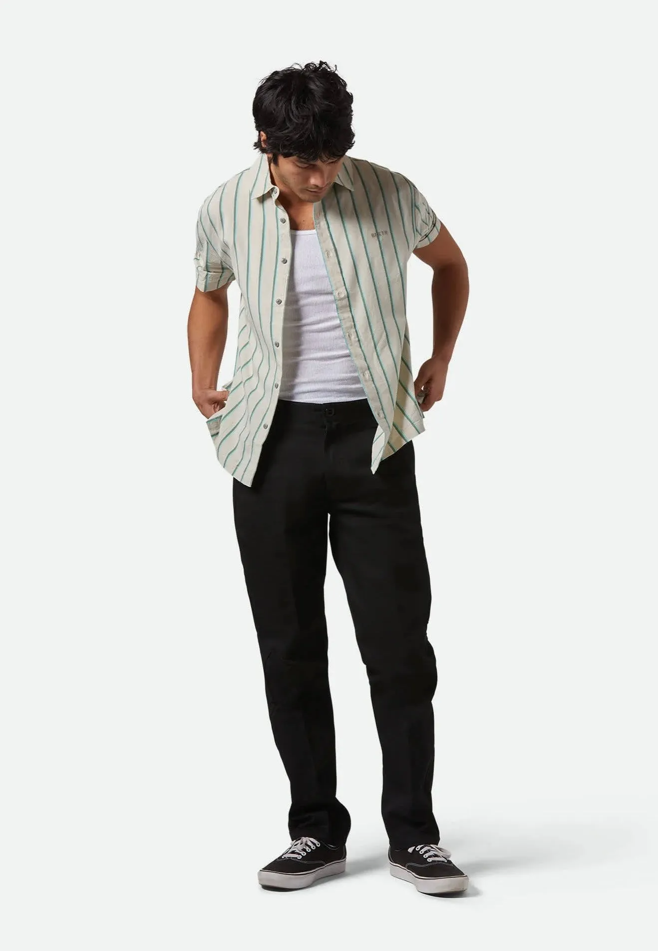 Brixton - Cru Stripe Beige/Pine Needle/Aquatic Gree - Shirt